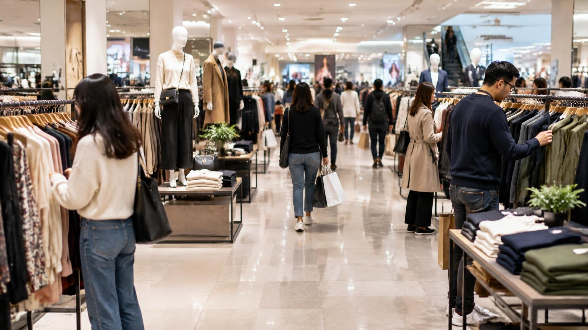 department store interior with shoppers